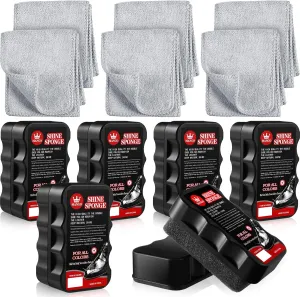 12 Pcs Instant Shine Leather Shoe Polish with Shoe Cleaning Cloths for Boot Furniture Jacket Leather Care (Style F)