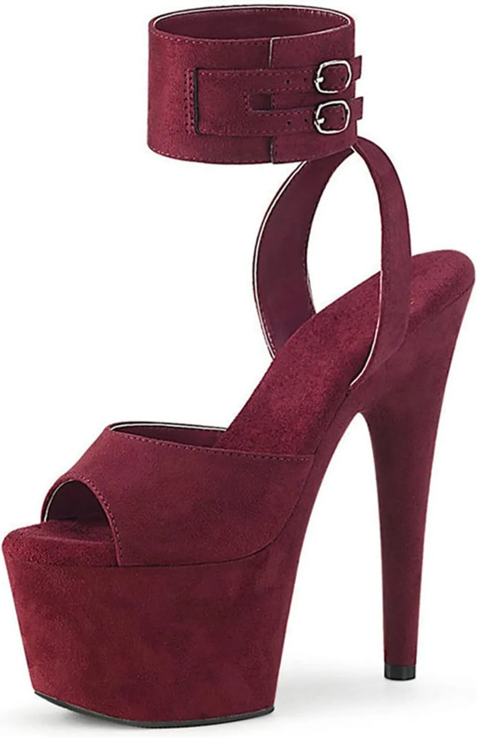 17CM Suede Ankle Buckle High Heel Sandals Platform Stilettos Sexy Catwalk Banquet Women's Shoes
