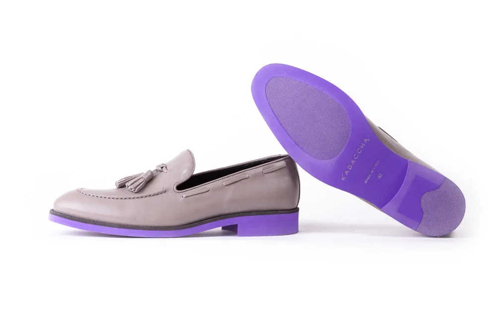 2017 Men's Grey Tassel Loafer with Purple accented Sole