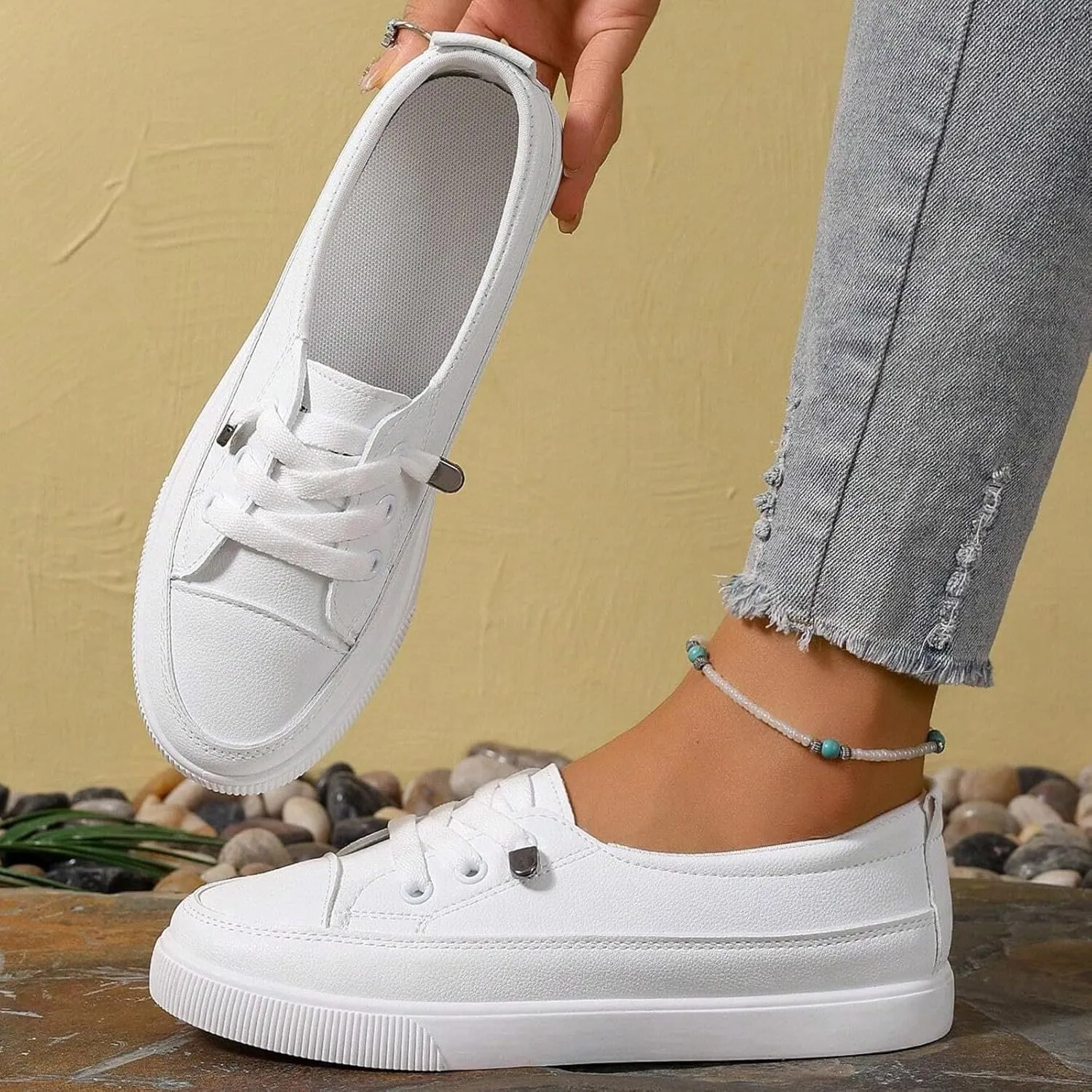 2025 Women Closed Toe Shoe Non-Slip Breathable Slip-On Flat Casual Shoes Fashion Party Dance Loafer Shoe Indoor Home Work Vacation Soft Sole Footwear Summer Dressy Beach Walking Sneaker