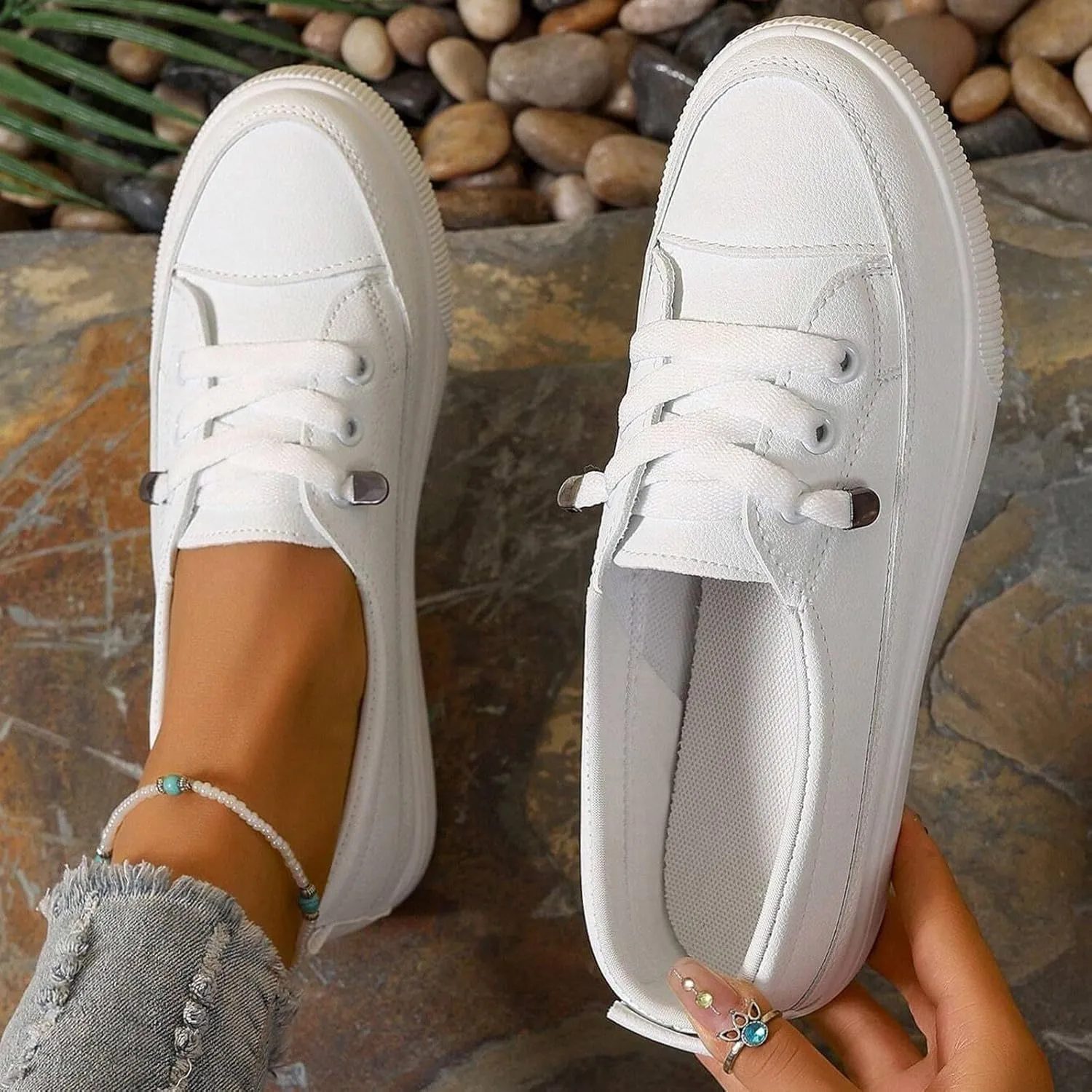 2025 Women Closed Toe Shoe Non-Slip Breathable Slip-On Flat Casual Shoes Fashion Party Dance Loafer Shoe Indoor Home Work Vacation Soft Sole Footwear Summer Dressy Beach Walking Sneaker