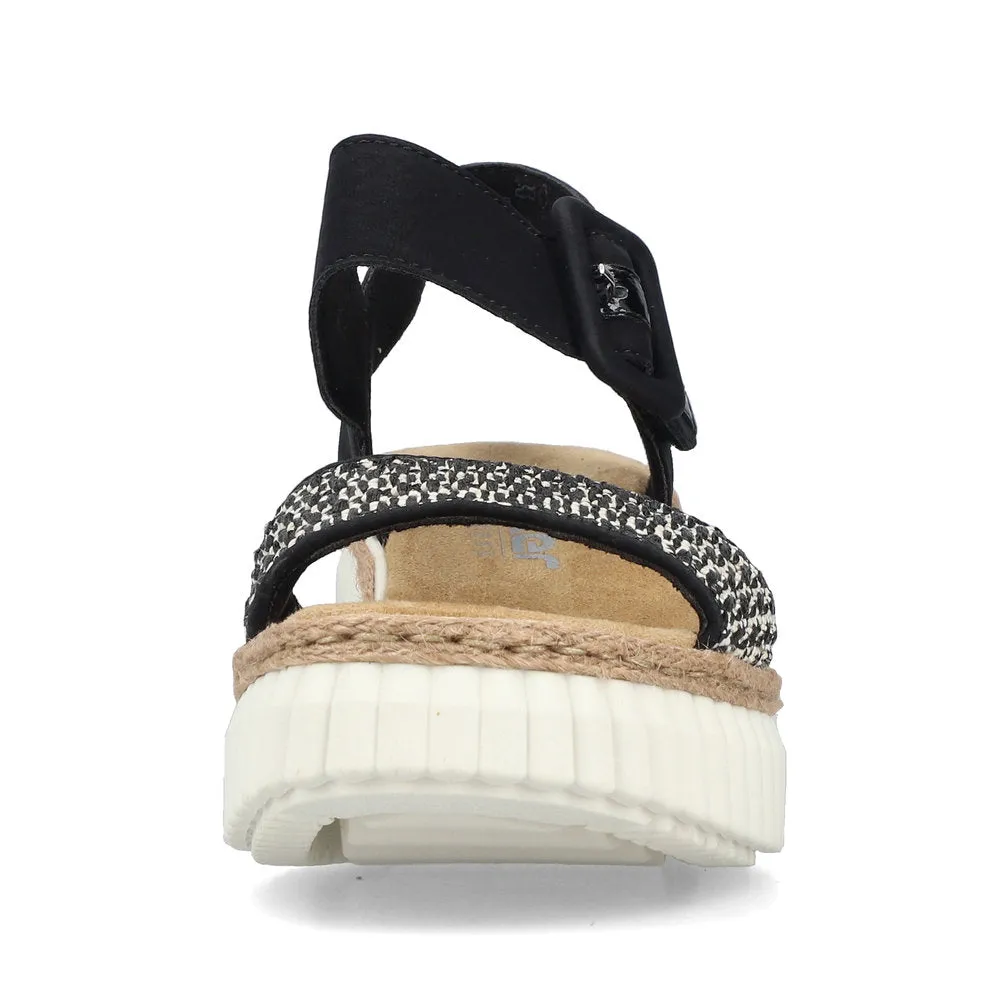 69176-00 - Black and Sand Buckle Sandal - Rieker