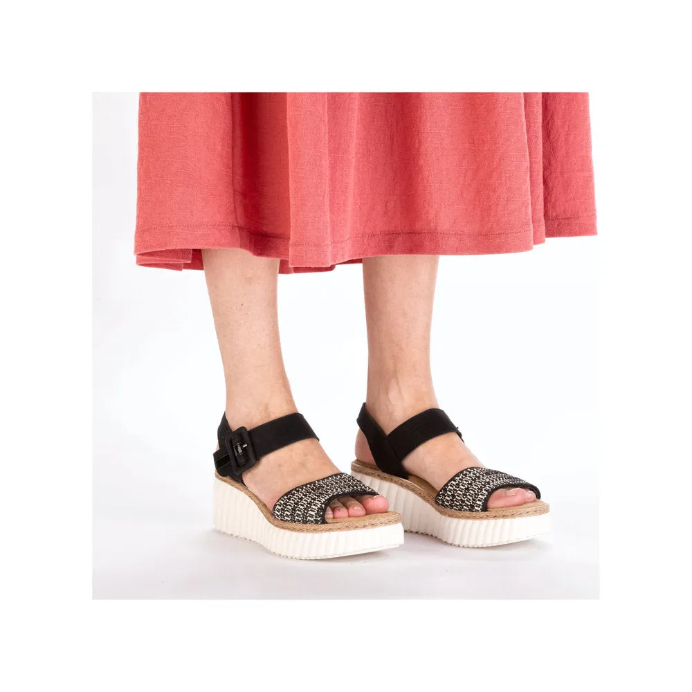 69176-00 - Black and Sand Buckle Sandal - Rieker