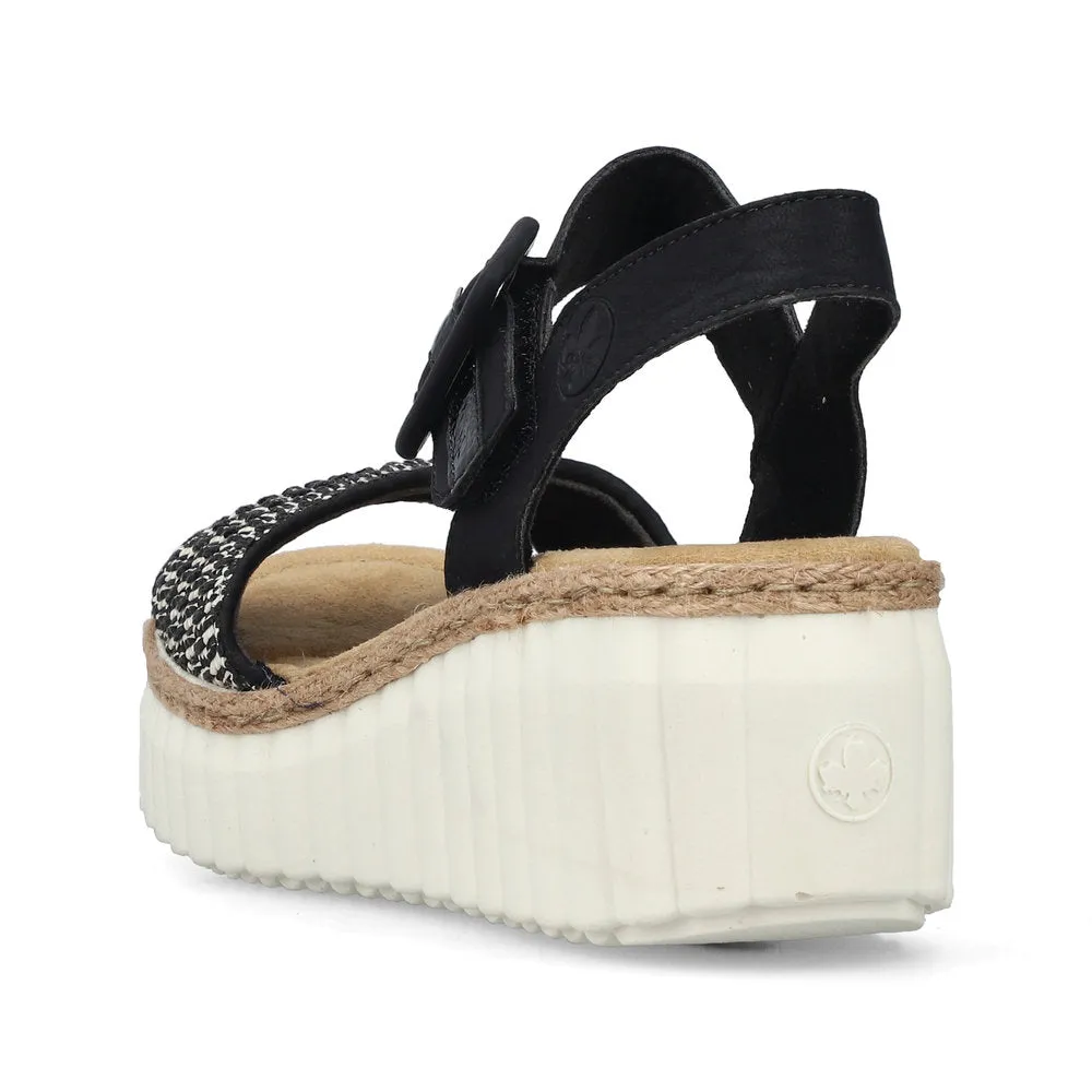 69176-00 - Black and Sand Buckle Sandal - Rieker