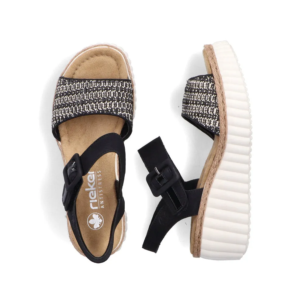 69176-00 - Black and Sand Buckle Sandal - Rieker