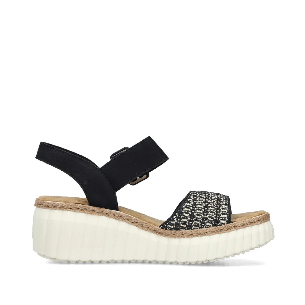 69176-00 - Black and Sand Buckle Sandal - Rieker