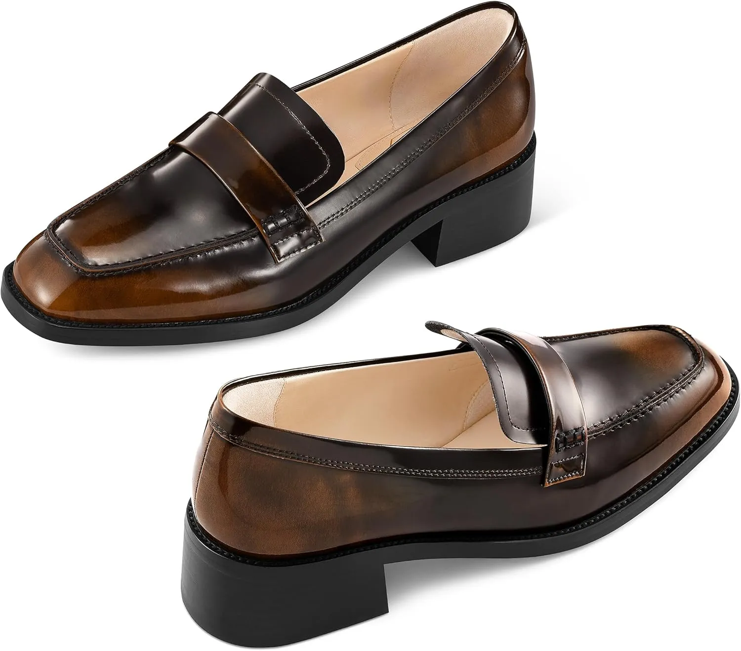 7or9 Loafers for Women Comfortable Air-Touch Foam Slip on Round-Toe Casual Dressy Mattress Flat Leather Women’s Flats