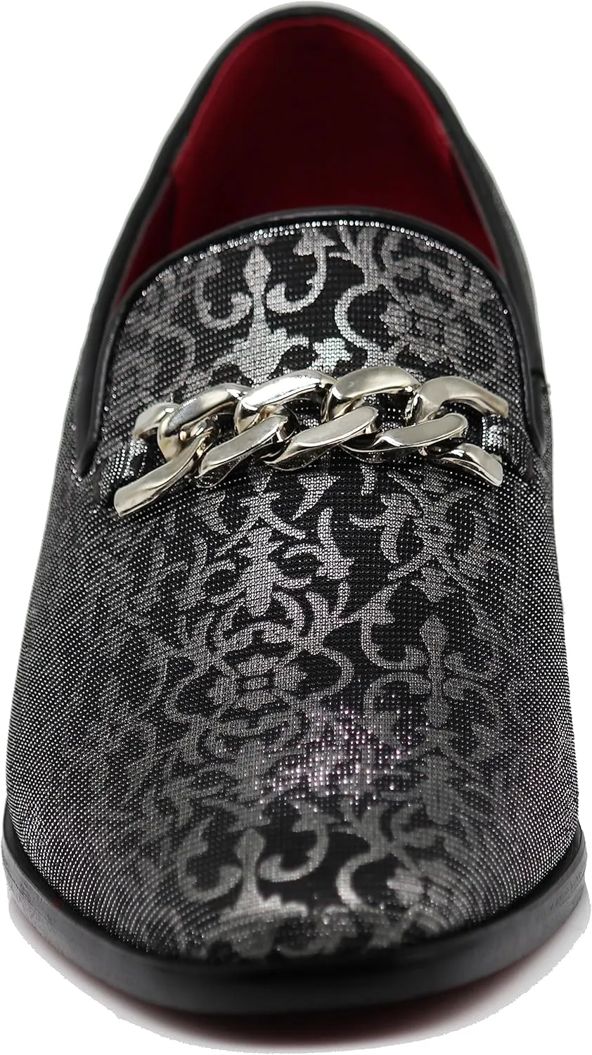 ARK1 Men's Vintage Satin Silky Floral Fashion Dress Loafer Slip On Tuxedo Formal Dress Shoes Designer