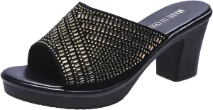 AUNTHUI Women's Rhinestones Platform Block Heel Sandals,Slip On Sparkling Crystal Wedge Sandals,Summer Fashion Party Dress Sandals,Open Toe Fish Toe High Heels