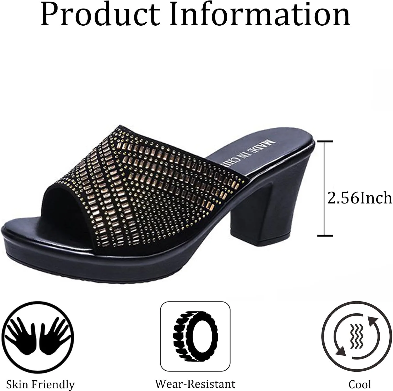 AUNTHUI Women's Rhinestones Platform Block Heel Sandals,Slip On Sparkling Crystal Wedge Sandals,Summer Fashion Party Dress Sandals,Open Toe Fish Toe High Heels