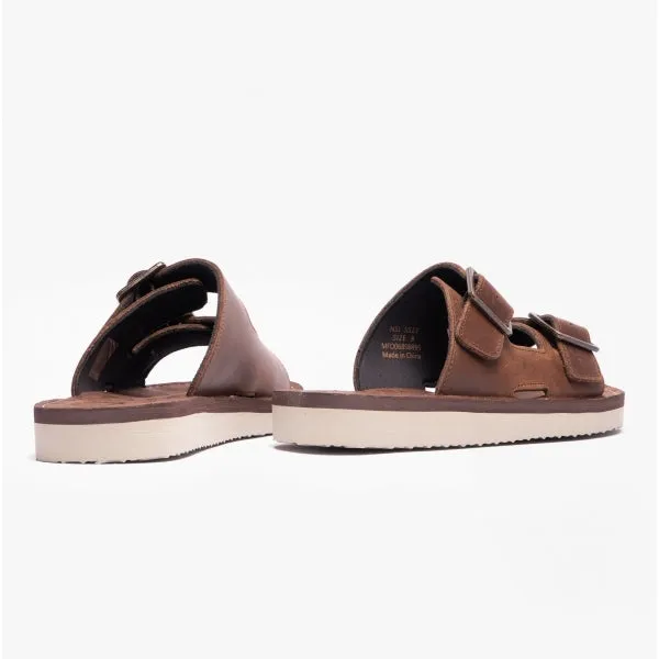 Barbour PIT Mens Dual Strap Slip-On Sandals Choco