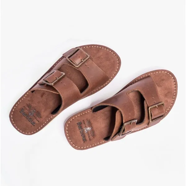 Barbour PIT Mens Dual Strap Slip-On Sandals Choco