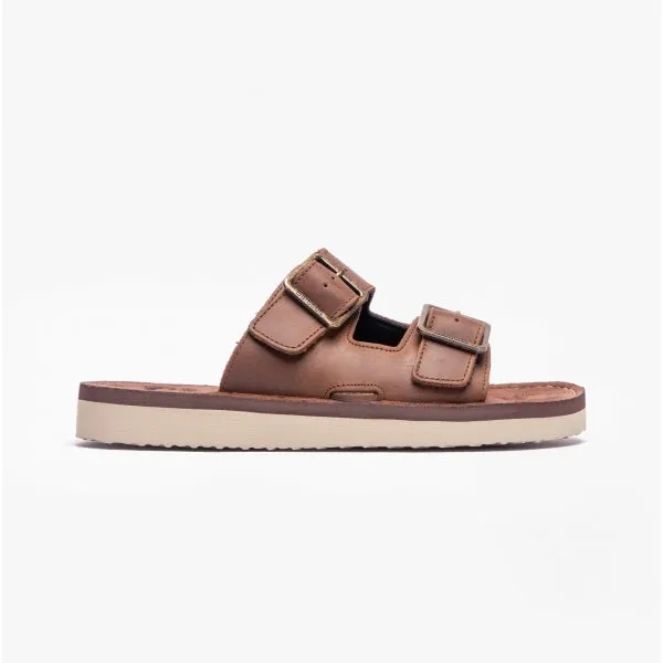 Barbour PIT Mens Dual Strap Slip-On Sandals Choco