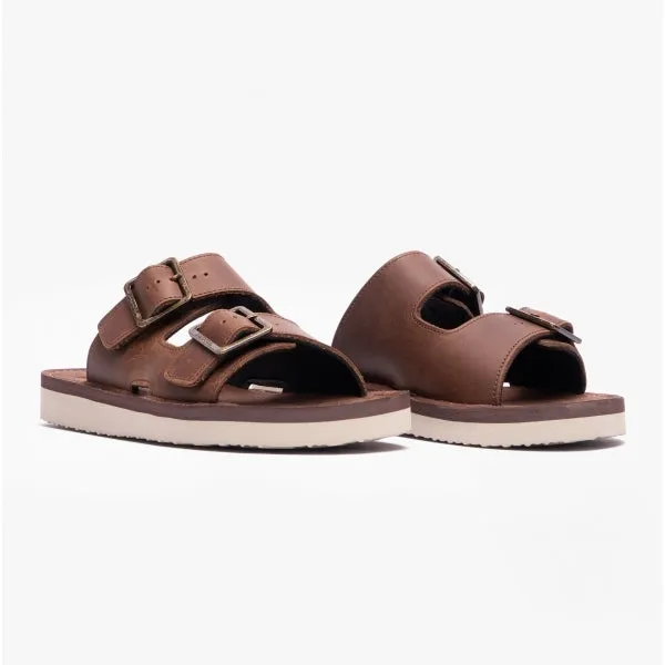Barbour PIT Mens Dual Strap Slip-On Sandals Choco