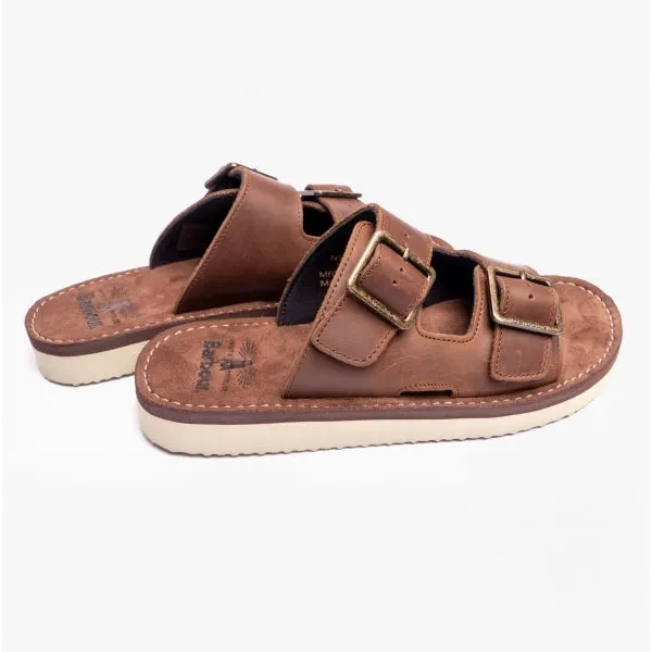 Barbour PIT Mens Dual Strap Slip-On Sandals Choco