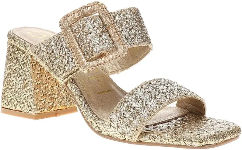 BEACH by Matisse Womens Lucy Metallic Block Casual Sandals Casual High Heel 3" & Up - Gold