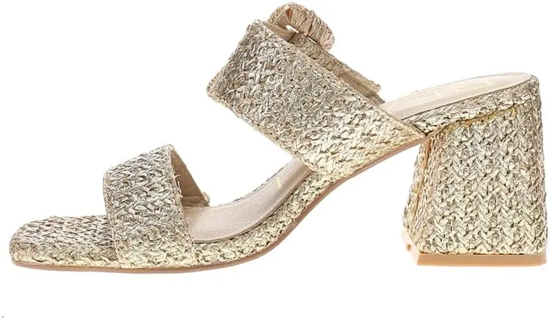 BEACH by Matisse Womens Lucy Metallic Block Casual Sandals Casual High Heel 3" & Up - Gold