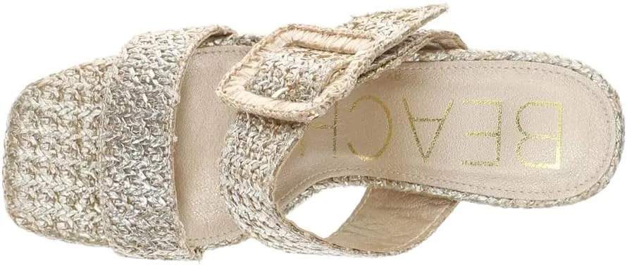 BEACH by Matisse Womens Lucy Metallic Block Casual Sandals Casual High Heel 3" & Up - Gold