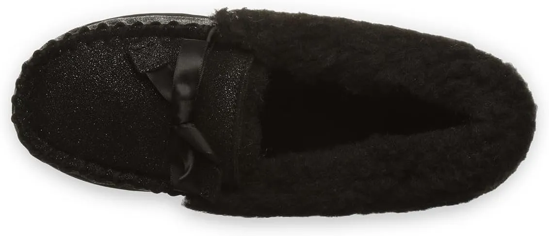 BEARPAW Womens Indio Exotic Suede Glitter Moccasin Slippers