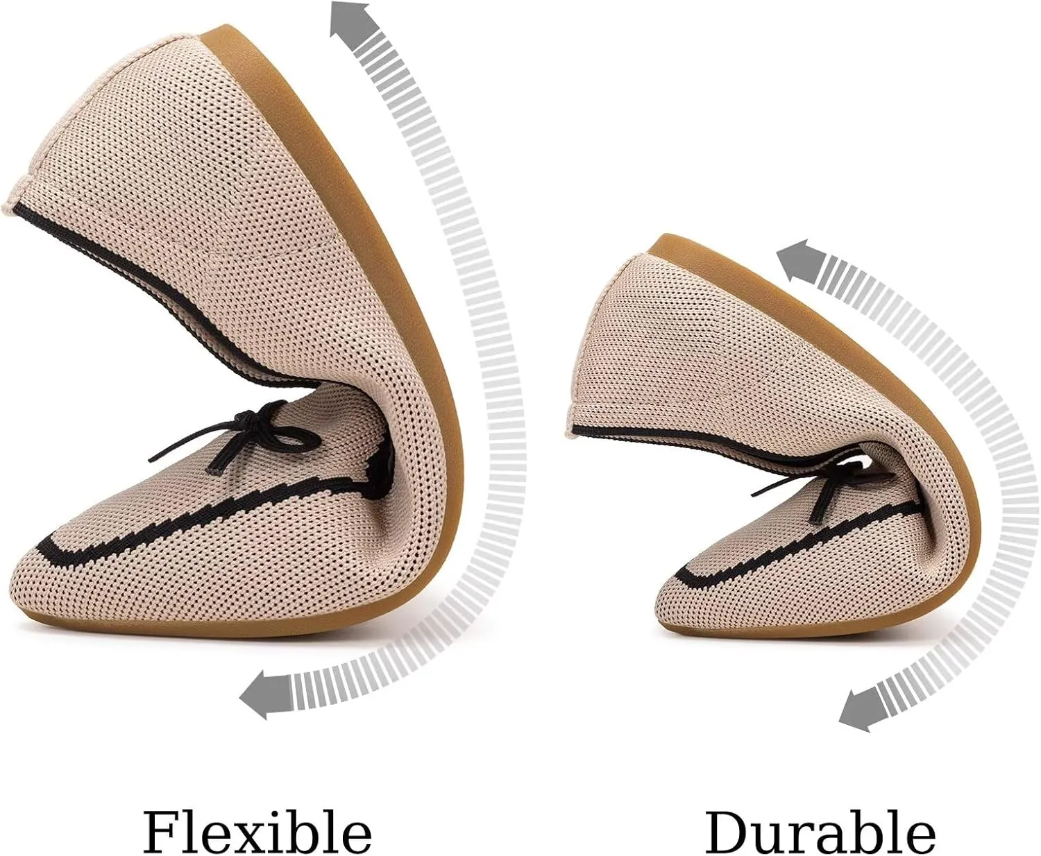 BEJINASH Women's Loafer Flats Casual Knit Fabric Lightweight Dressy Shoes Washable Elegant Pointed-Toe lace-up Bow Shoes Comfortable Ballet Shoes for Women Perfect for Daily