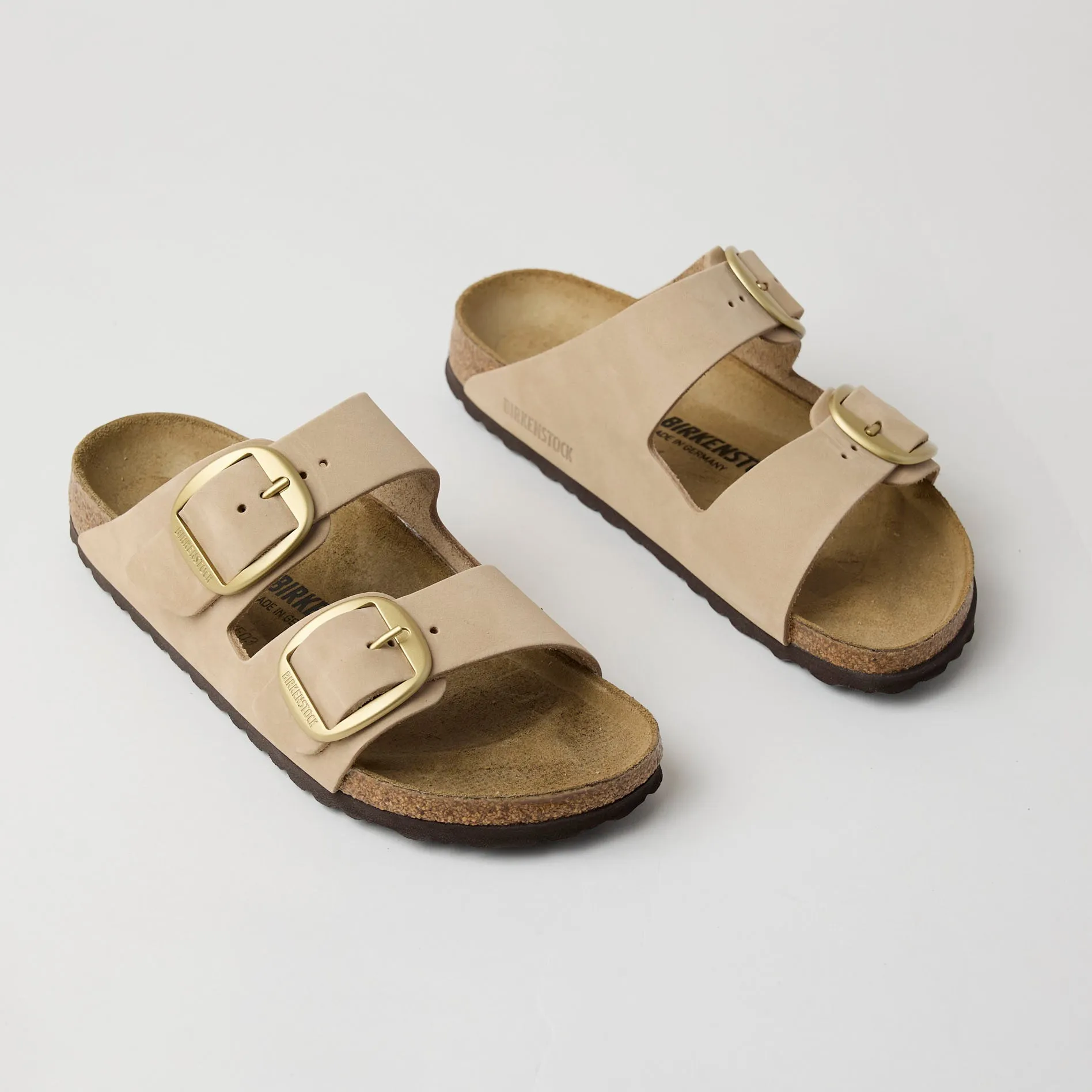 Birkenstock Big Buckle Arizona Beige Suede Leather Sandals