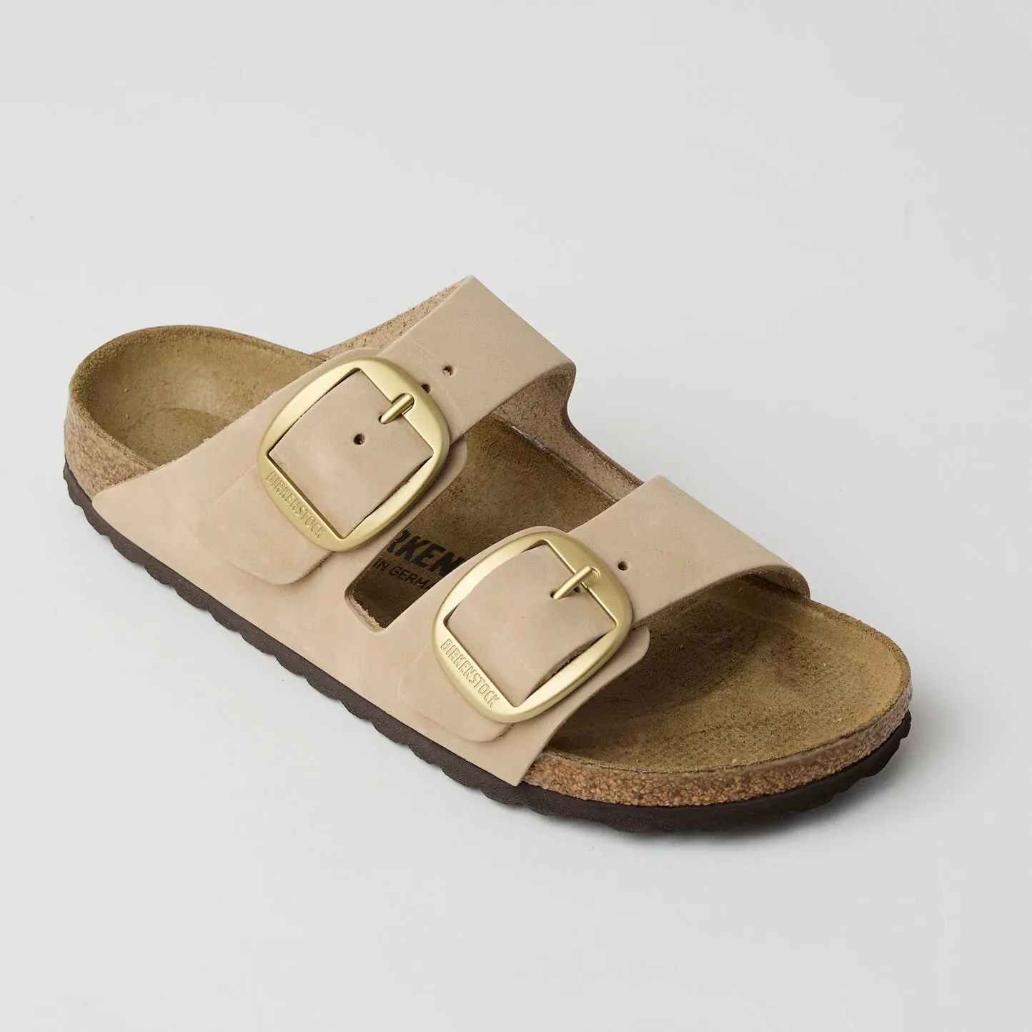 Birkenstock Big Buckle Arizona Beige Suede Leather Sandals