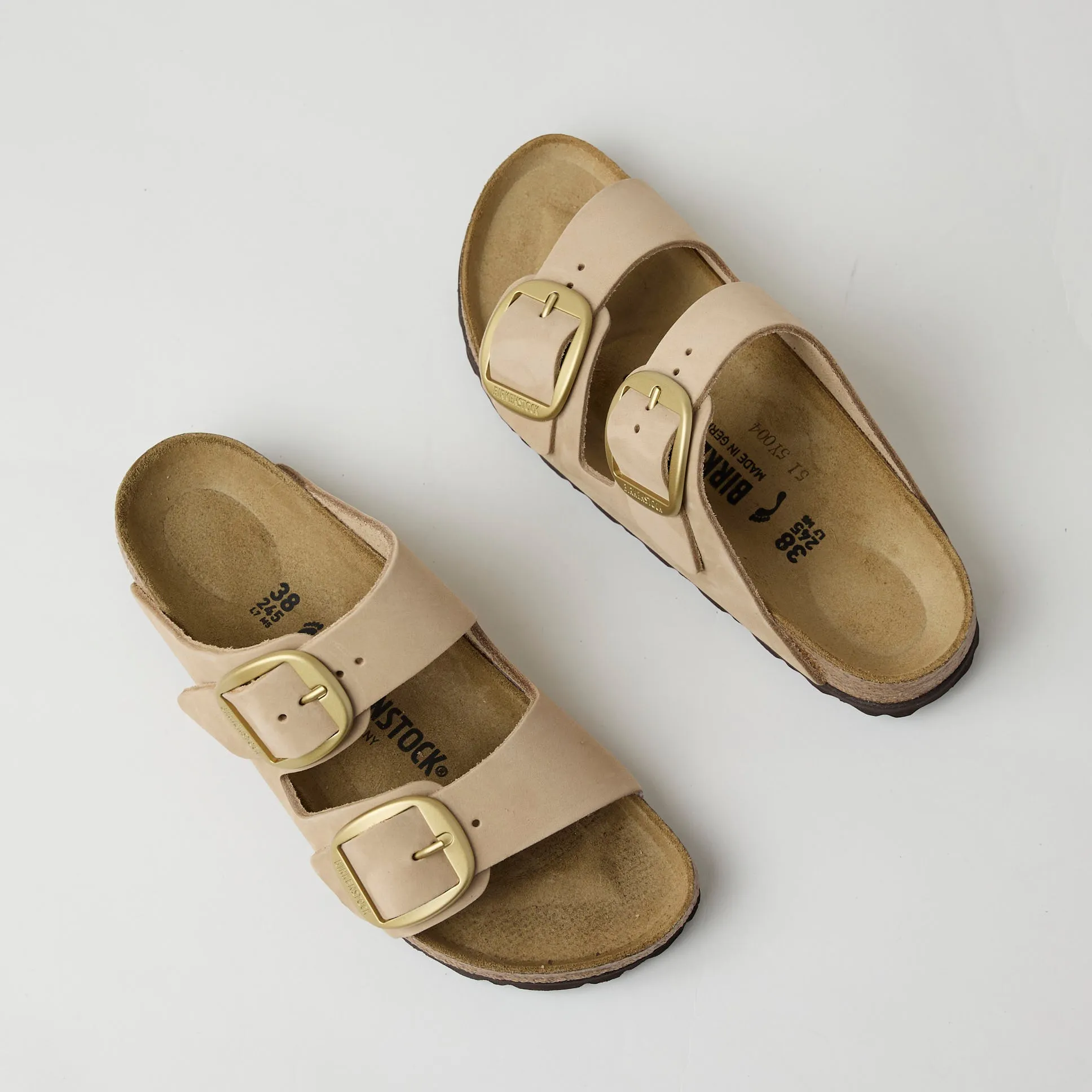 Birkenstock Big Buckle Arizona Beige Suede Leather Sandals