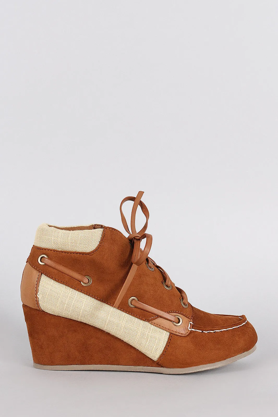 Booties Trendy Risk-free Wedge Bamboo Boat Suede