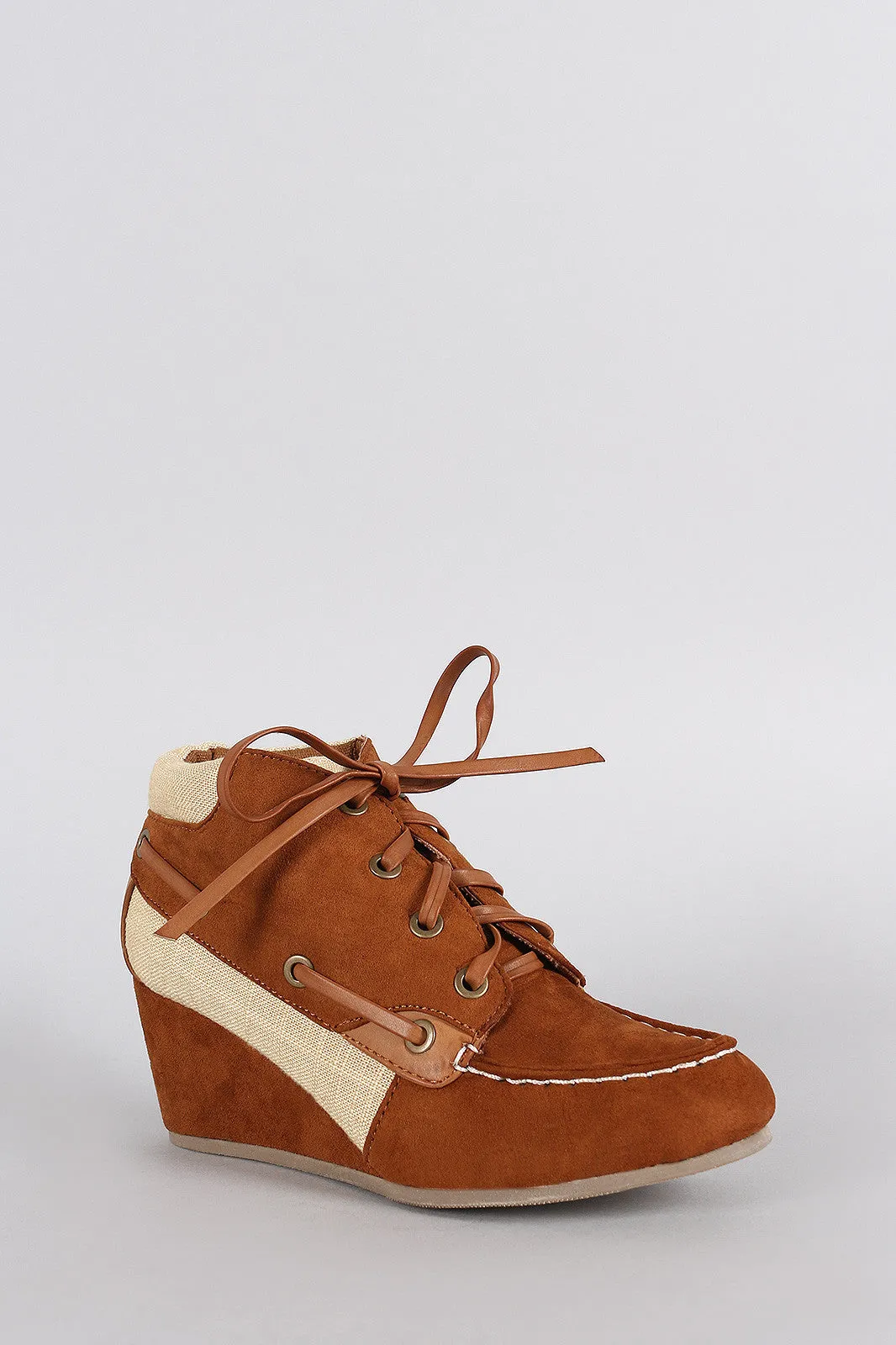 Booties Trendy Risk-free Wedge Bamboo Boat Suede