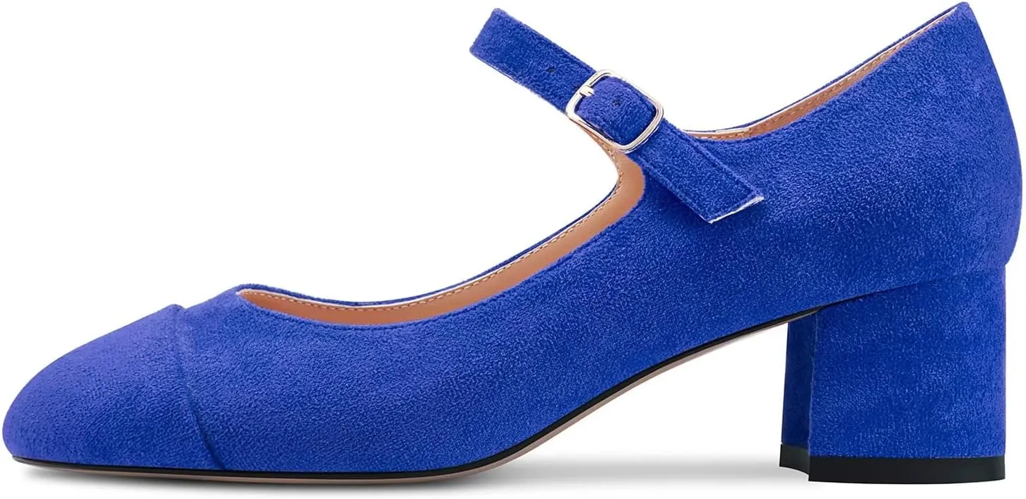 Castamere Women Chunky Block Mid Heel Pointed Toe Pumps Mary Jane Buckle Wedding Sexy Dress Shoes