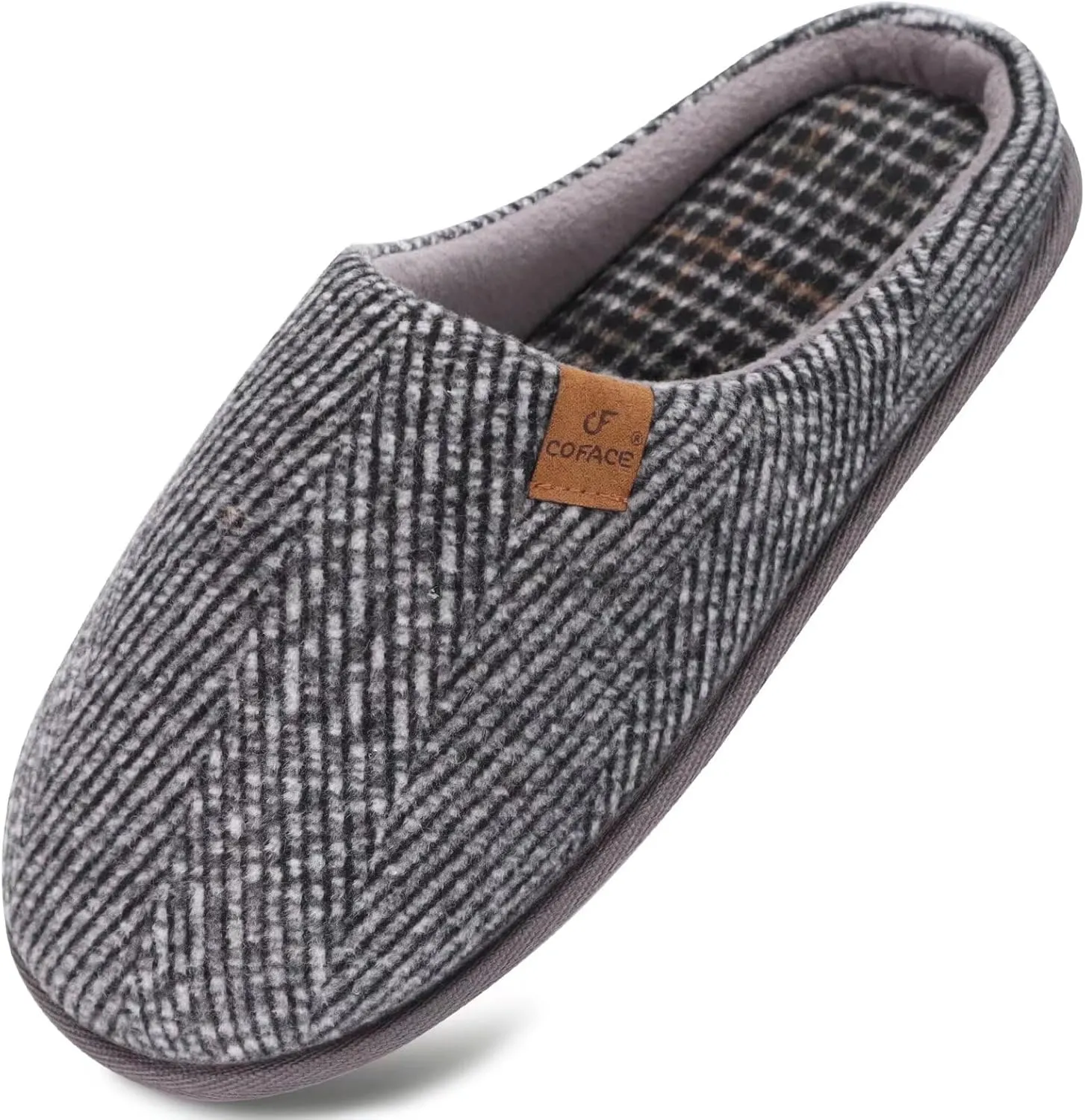 COFACE Unisex Mens Womens Cozy Memory Foam Scuff Slippers Casual Slip On Warm House Shoes Indoor/Outdoor Felt Sandal Slippers With Arch Support Rubber Sole Size 4-15