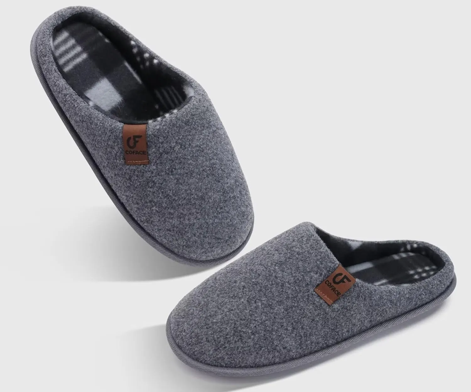 COFACE Unisex Mens Womens Cozy Memory Foam Scuff Slippers Casual Slip On Warm House Shoes Indoor/Outdoor Felt Sandal Slippers With Arch Support Rubber Sole Size 4-15