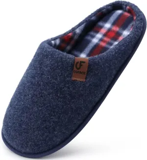 COFACE Unisex Mens Womens Cozy Memory Foam Scuff Slippers Casual Slip On Warm House Shoes Indoor/Outdoor Felt Sandal Slippers With Arch Support Rubber Sole Size 4-15