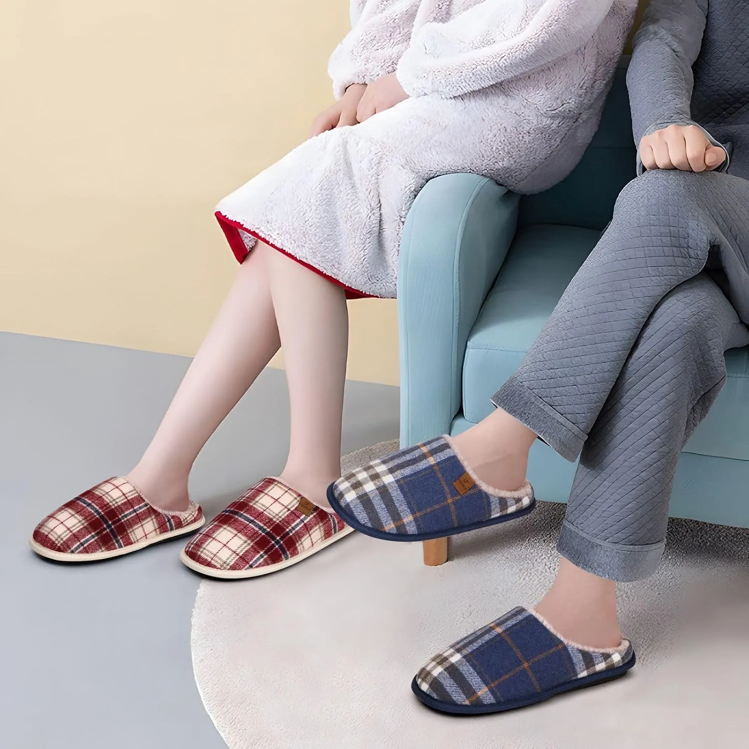 COFACE Unisex Mens Womens Cozy Memory Foam Scuff Slippers Casual Slip On Warm House Shoes Indoor/Outdoor Sandal Slippers With Arch Support Rubber Sole Size 4-15