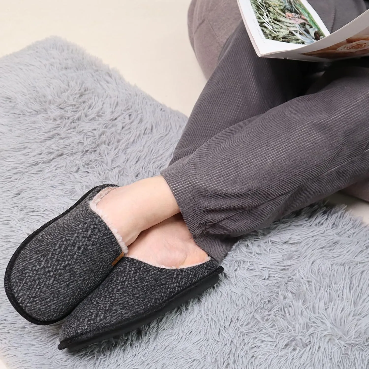 COFACE Unisex Mens Womens Cozy Memory Foam Scuff Slippers Casual Slip On Warm House Shoes Indoor/Outdoor Sandal Slippers With Arch Support Rubber Sole Size 4-15