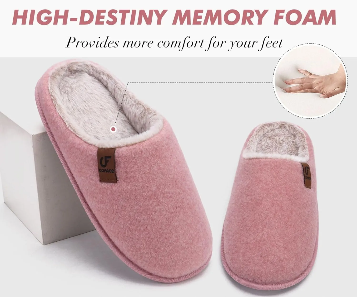 COFACE Unisex Mens Womens Cozy Memory Foam Scuff Slippers Casual Slip On Warm House Shoes Indoor/Outdoor Sandal Slippers With Arch Support Rubber Sole Size 4-15