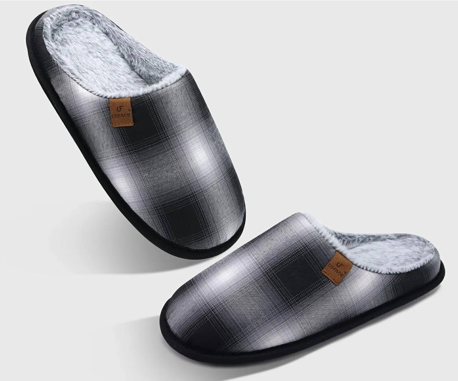 COFACE Unisex Mens Womens Cozy Memory Foam Scuff Slippers Casual Slip On Warm House Shoes Indoor/Outdoor Sandal Slippers With Arch Support Rubber Sole Size 4-15