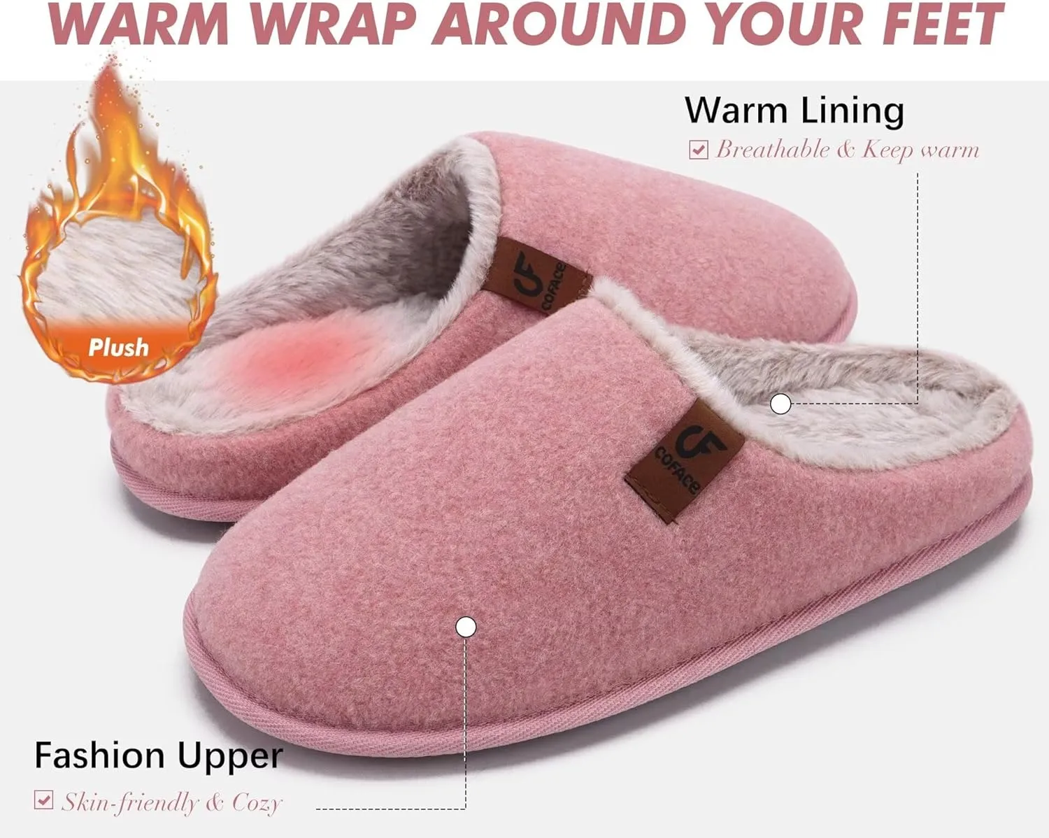 COFACE Unisex Mens Womens Cozy Memory Foam Scuff Slippers Casual Slip On Warm House Shoes Indoor/Outdoor Sandal Slippers With Arch Support Rubber Sole Size 4-15