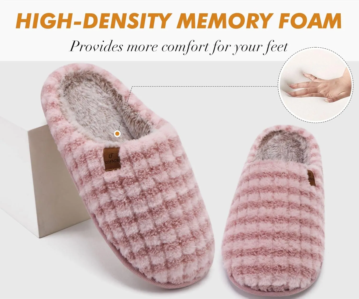 COFACE Unisex Mens Womens Cozy Memory Foam Scuff Slippers Casual Slip On Warm House Shoes Indoor/Outdoor Sandal Slippers With Arch Support Rubber Sole Size 4-15