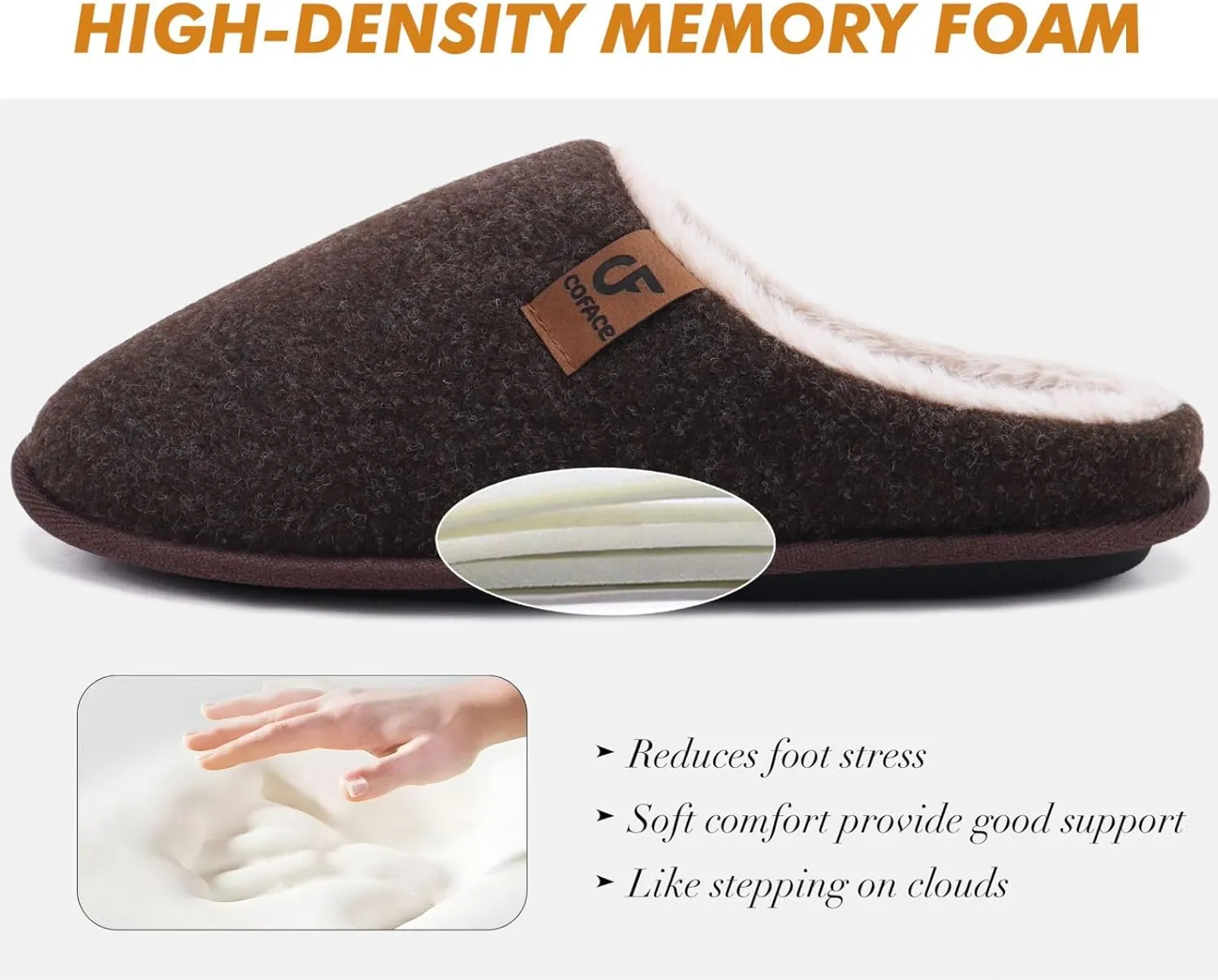 COFACE Unisex Mens Womens Cozy Memory Foam Scuff Slippers Casual Slip On Warm House Shoes Indoor/Outdoor Sandal Slippers With Arch Support Rubber Sole Size 4-15