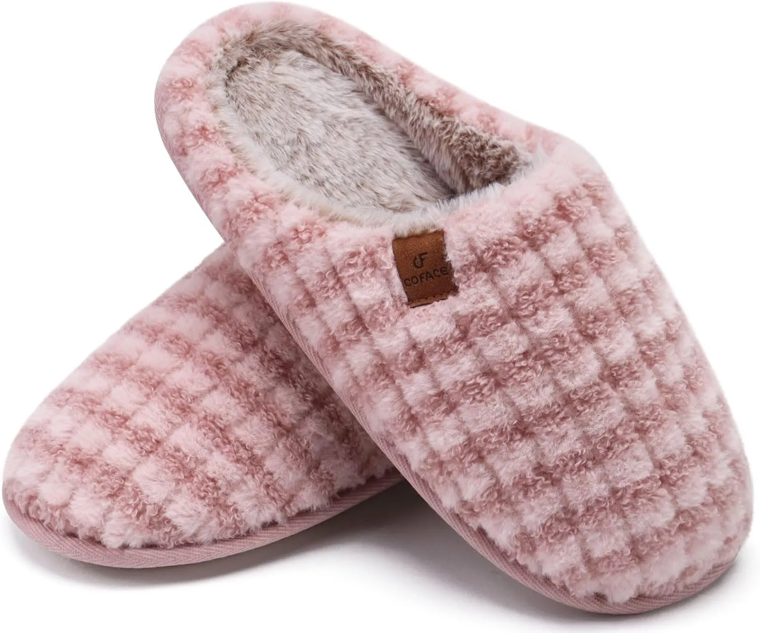 COFACE Unisex Mens Womens Cozy Memory Foam Scuff Slippers Casual Slip On Warm House Shoes Indoor/Outdoor Sandal Slippers With Arch Support Rubber Sole Size 4-15