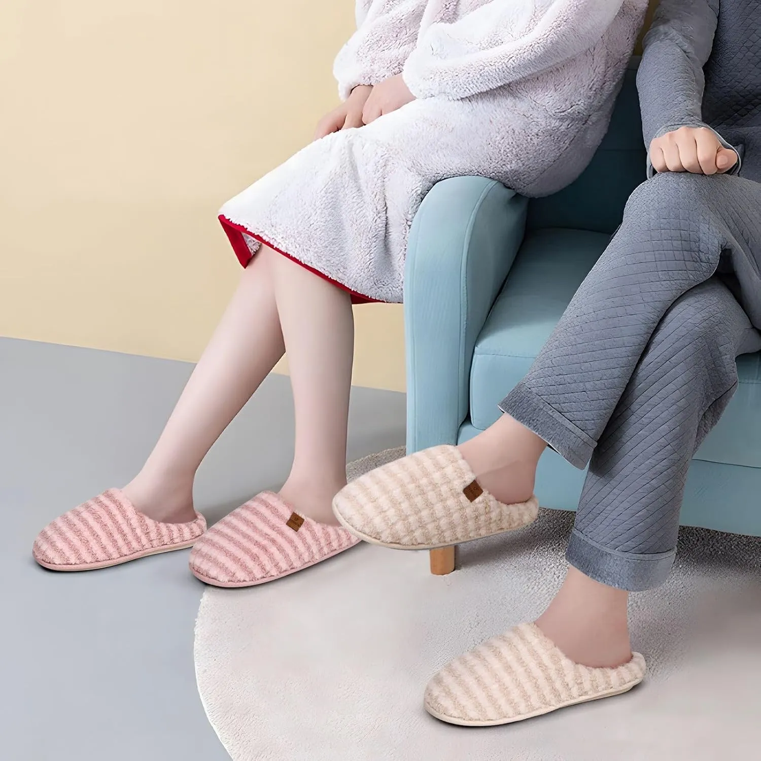 COFACE Unisex Mens Womens Cozy Memory Foam Scuff Slippers Casual Slip On Warm House Shoes Indoor/Outdoor Sandal Slippers With Arch Support Rubber Sole Size 4-15