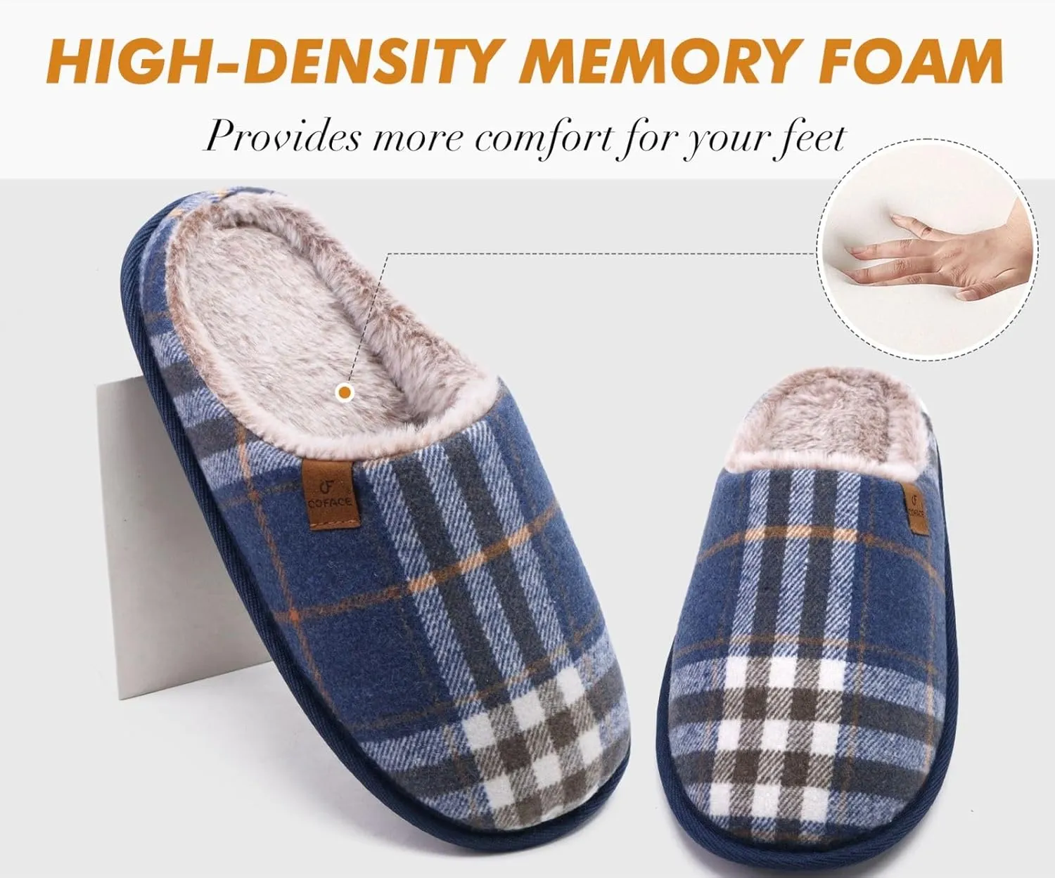 COFACE Unisex Mens Womens Cozy Memory Foam Scuff Slippers Casual Slip On Warm House Shoes Indoor/Outdoor Sandal Slippers With Arch Support Rubber Sole Size 4-15