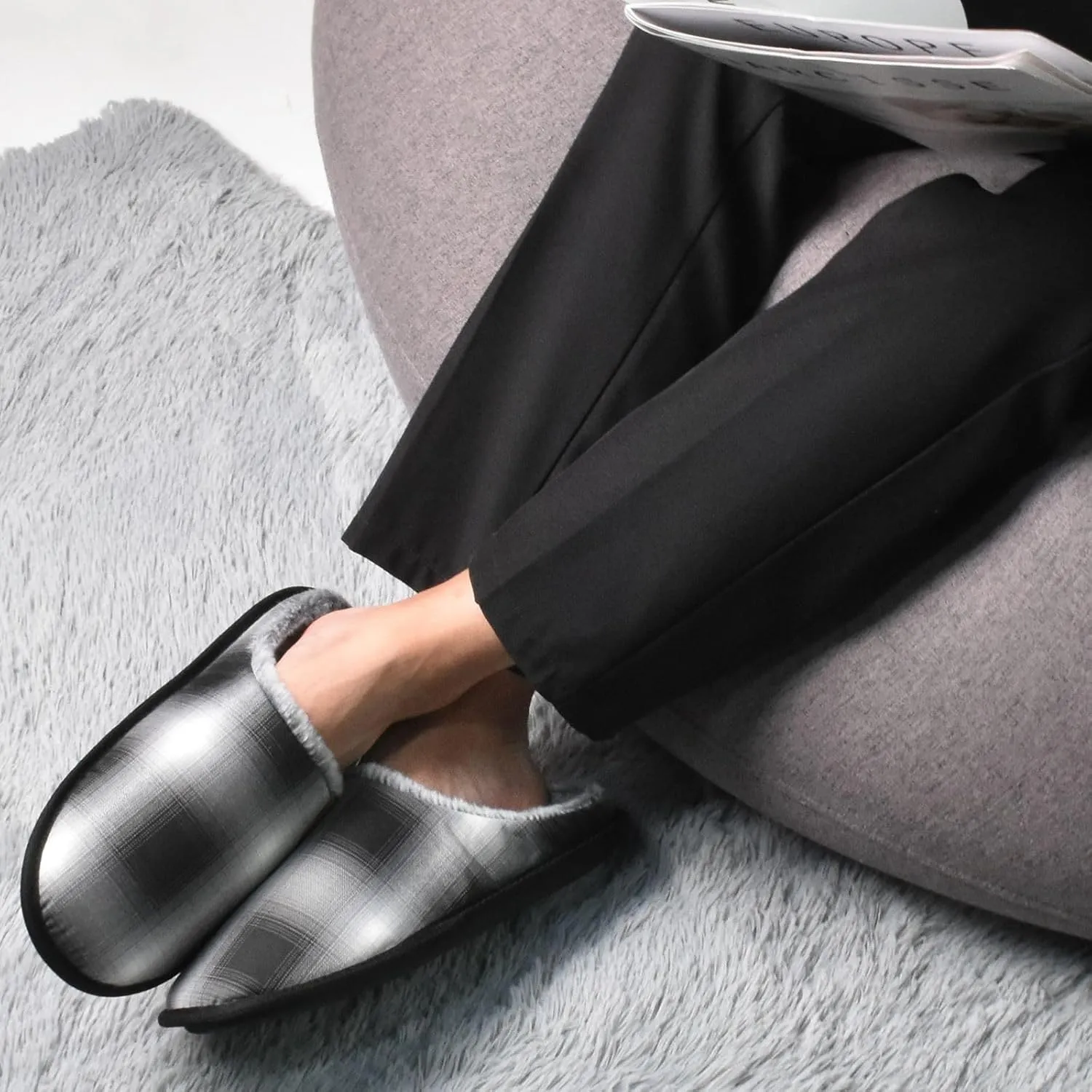 COFACE Unisex Mens Womens Cozy Memory Foam Scuff Slippers Casual Slip On Warm House Shoes Indoor/Outdoor Sandal Slippers With Arch Support Rubber Sole Size 4-15