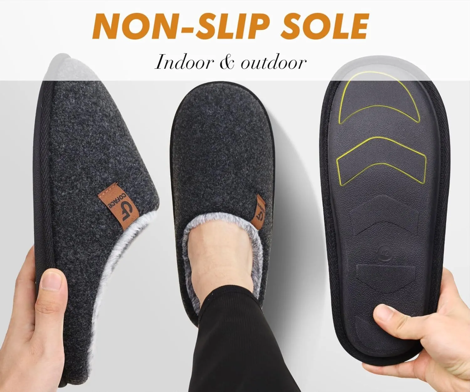 COFACE Unisex Mens Womens Cozy Memory Foam Scuff Slippers Casual Slip On Warm House Shoes Indoor/Outdoor Sandal Slippers With Arch Support Rubber Sole Size 4-15
