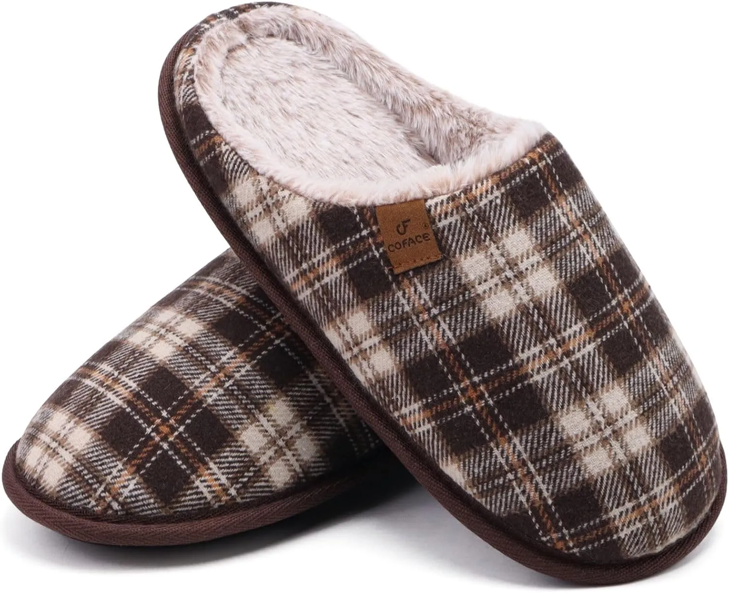 COFACE Unisex Mens Womens Cozy Memory Foam Scuff Slippers Casual Slip On Warm House Shoes Indoor/Outdoor Sandal Slippers With Arch Support Rubber Sole Size 4-15