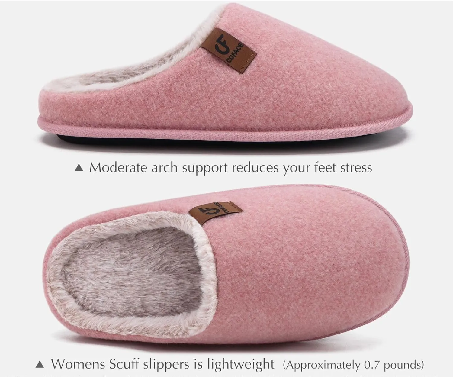 COFACE Unisex Mens Womens Cozy Memory Foam Scuff Slippers Casual Slip On Warm House Shoes Indoor/Outdoor Sandal Slippers With Arch Support Rubber Sole Size 4-15