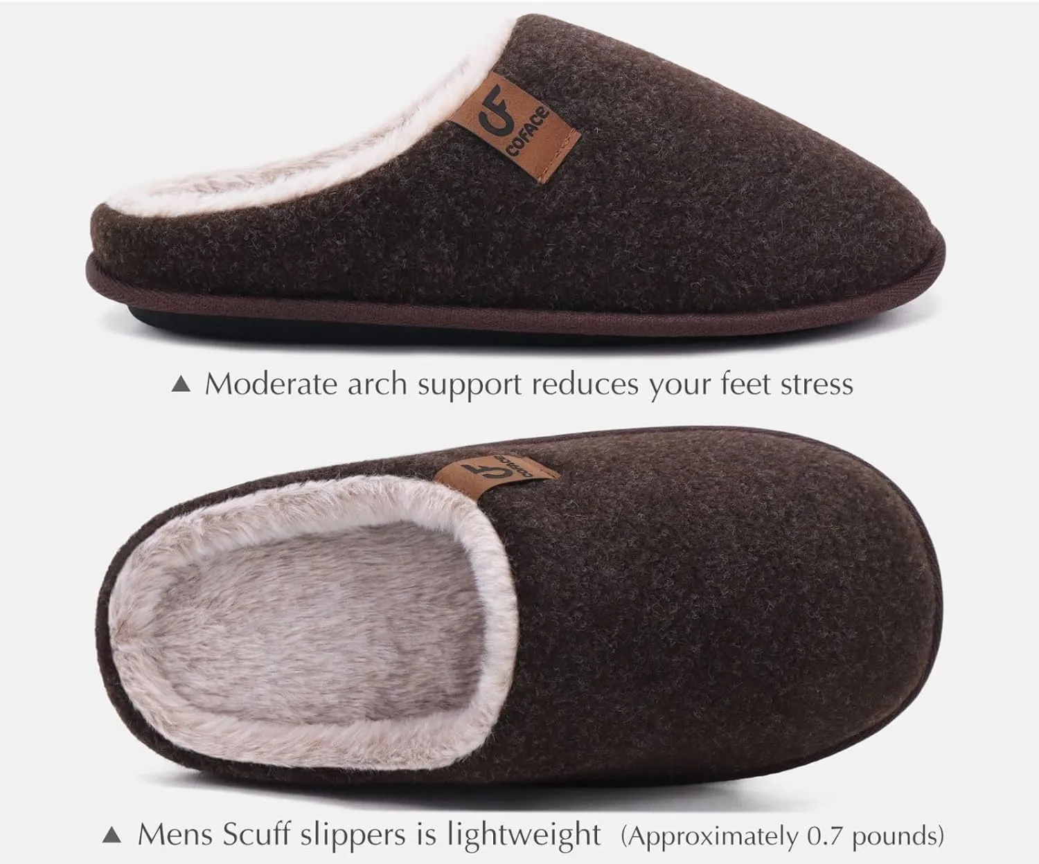 COFACE Unisex Mens Womens Cozy Memory Foam Scuff Slippers Casual Slip On Warm House Shoes Indoor/Outdoor Sandal Slippers With Arch Support Rubber Sole Size 4-15