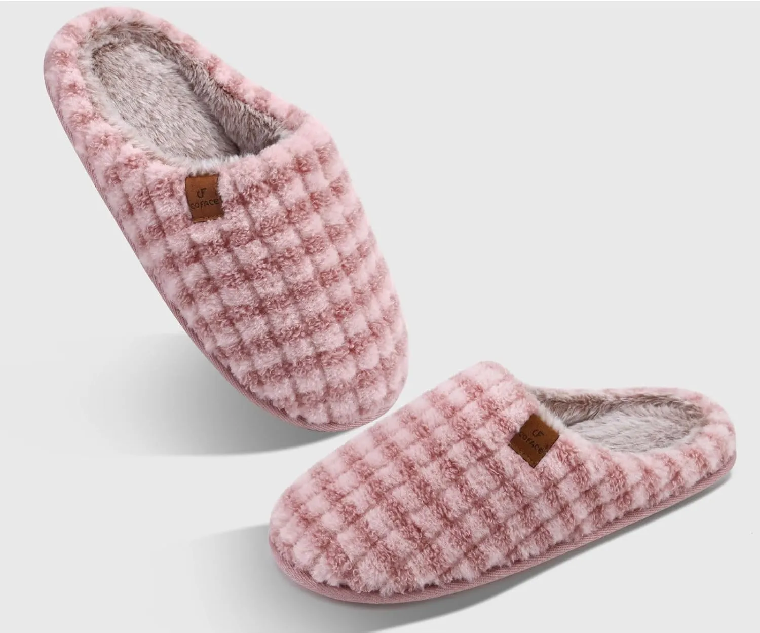COFACE Unisex Mens Womens Cozy Memory Foam Scuff Slippers Casual Slip On Warm House Shoes Indoor/Outdoor Sandal Slippers With Arch Support Rubber Sole Size 4-15