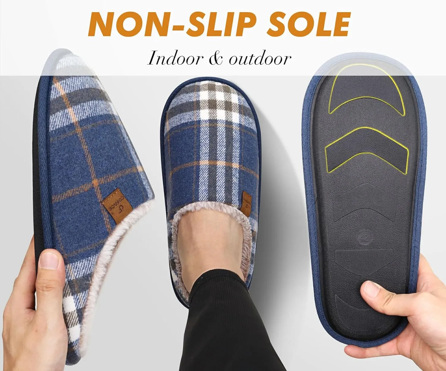 COFACE Unisex Mens Womens Cozy Memory Foam Scuff Slippers Casual Slip On Warm House Shoes Indoor/Outdoor Sandal Slippers With Arch Support Rubber Sole Size 4-15